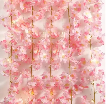 Cherry Blossom String Lights 2M 20LED Flower Ring Artificial Flower Ring Vine Fairy Lights, suitable for bedroom, wedding party decoration