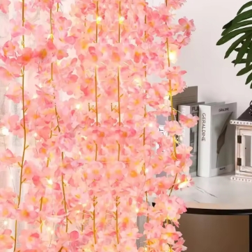 Cherry Blossom String Lights 2M 20LED Flower Ring Artificial Flower Ring Vine Fairy Lights, suitable for bedroom, wedding party decoration