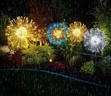 NEW Garedn Solar Fireworks Lights Outdoor Waterproof Solar Garden Lights 8 Lighting Modes with Remote Control Decorations Light