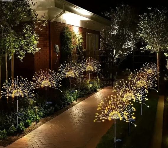 NEW Garedn Solar Fireworks Lights Outdoor Waterproof Solar Garden Lights 8 Lighting Modes with Remote Control Decorations Light