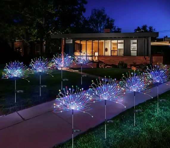 NEW Garedn Solar Fireworks Lights Outdoor Waterproof Solar Garden Lights 8 Lighting Modes with Remote Control Decorations Light