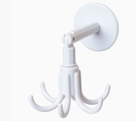 2pcs Hexagon Claw Rotating Hook Multifunctional Household Kitchen Toilet Hook Spoon Holder Key Storage Self-Adhesive Hook Easy To Use