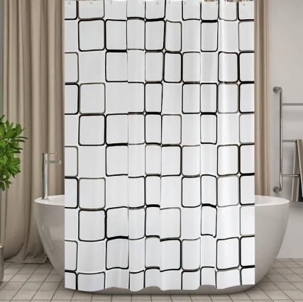 Peva Shower Curtain Partition Curtain Waterproof Shower Curtain Mold-proof Dry/Wet Separation Bathroom Curtain No-Hole Extension Rod Shower Curtain Set