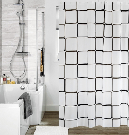Peva Shower Curtain Partition Curtain Waterproof Shower Curtain Mold-proof Dry/Wet Separation Bathroom Curtain No-Hole Extension Rod Shower Curtain Set