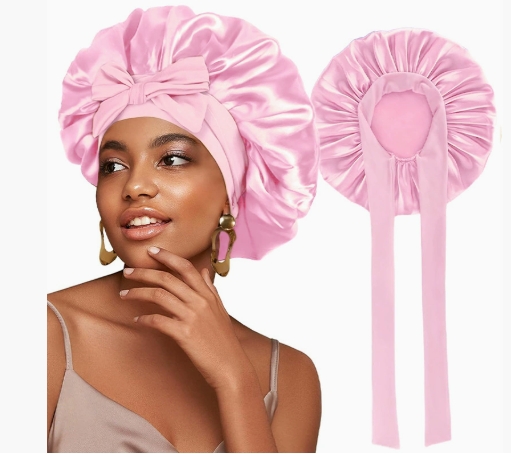 New Satin Solid Sleeping Hat With Stretchy Tie Band Elastic For Women Night Shower Cap Adjustable Hair Head Cover Bonnet Turban