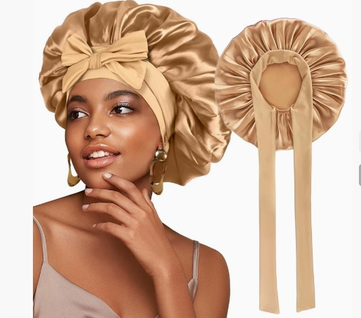 New Satin Solid Sleeping Hat With Stretchy Tie Band Elastic For Women Night Shower Cap Adjustable Hair Head Cover Bonnet Turban