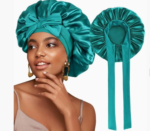 New Satin Solid Sleeping Hat With Stretchy Tie Band Elastic For Women Night Shower Cap Adjustable Hair Head Cover Bonnet Turban