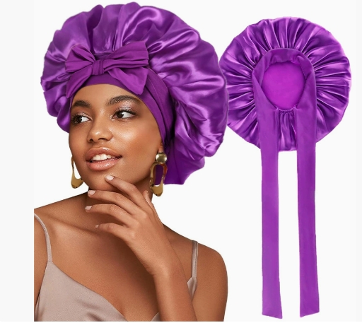 New Satin Solid Sleeping Hat With Stretchy Tie Band Elastic For Women Night Shower Cap Adjustable Hair Head Cover Bonnet Turban