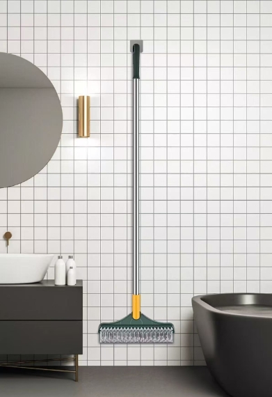 Multi-Purpose Floor And Wall Cleaning Brush Bathroom Windows Wall Tile Cleaning Brush With Scraper Long Handle Scrubbing Tool
