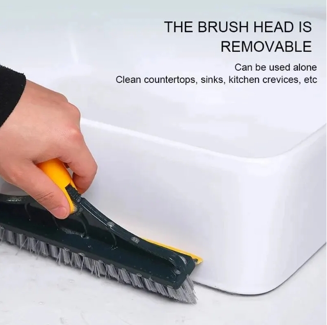 Multi-Purpose Floor And Wall Cleaning Brush Bathroom Windows Wall Tile Cleaning Brush With Scraper Long Handle Scrubbing Tool