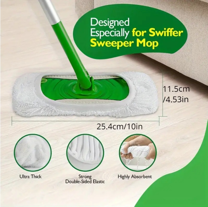 4pcs-Reusable mop replacement pad, flat floor mop cloth, washable and durable replacement mop cloth, easy to clean