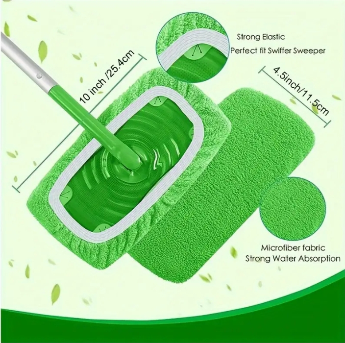 4pcs-Reusable mop replacement pad, flat floor mop cloth, washable and durable replacement mop cloth, easy to clean