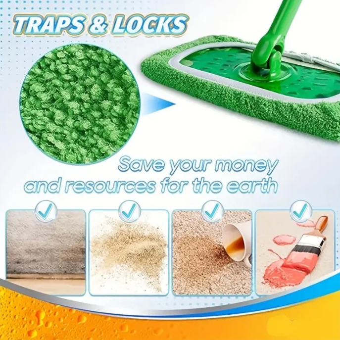 4pcs-Reusable mop replacement pad, flat floor mop cloth, washable and durable replacement mop cloth, easy to clean