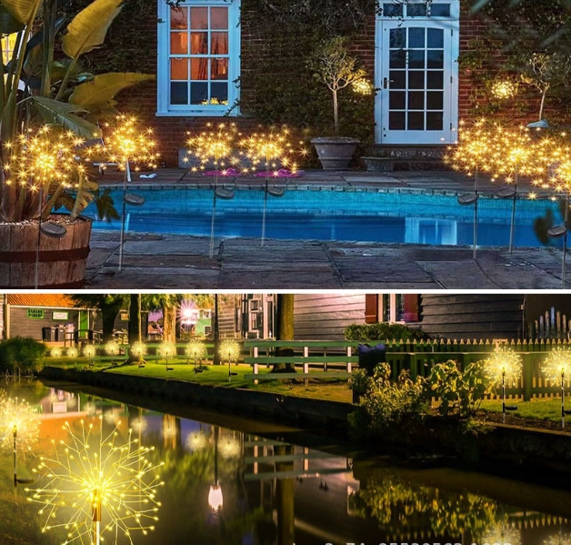NEW Garedn Solar Fireworks Lights Outdoor Waterproof Solar Garden Lights 8 Lighting Modes with Remote Control Decorations Light