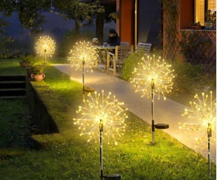 NEW Garedn Solar Fireworks Lights Outdoor Waterproof Solar Garden Lights 8 Lighting Modes with Remote Control Decorations Light