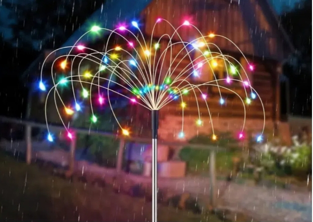 NEW Garedn Solar Fireworks Lights Outdoor Waterproof Solar Garden Lights 8 Lighting Modes with Remote Control Decorations Light