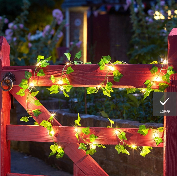 Flower and green leaf string lights, artificial vine fairy lights, battery-powered Christmas tree garland lights, used for weeding and home decoration.