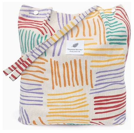 Fresh Sweet Girl Handbag Fashionable High end Corduroy Printed Shoulder Bag Leisure Shopping Commuter Women's Underarm Bag