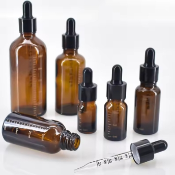 Dropper Bottles with Scale 5ml-100ml Reagent Eye Drop Amber Glass Aromatherapy Liquid Pipette Bottle Refillable Bottles Travel