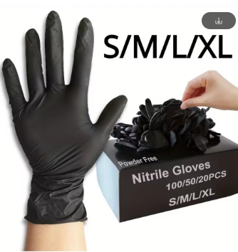 50pcs/100pcs Gloves Black Washing Xl Tableware Disposible Latex Free PVC Gloves Housework Car Industry Gardening Pet Care Cooking Tools