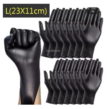 50pcs/100pcs Gloves Black Washing Xl Tableware Disposible Latex Free PVC Gloves Housework Car Industry Gardening Pet Care Cooking Tools