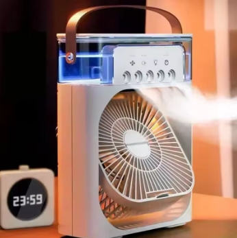 Portable Humidifier Fan Air Conditioners USB Electric Fan LED Night Light Water Mist Fun 3 In 1 Air Cooler Humidifie For Home