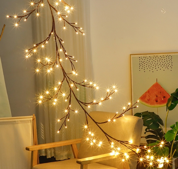 1PCS 96Leds Outdoor USB Tree and Vine Light 8 Mode Indoor Christmas Fireplace Atmosphere Light Room Wall Decoration Nightlights