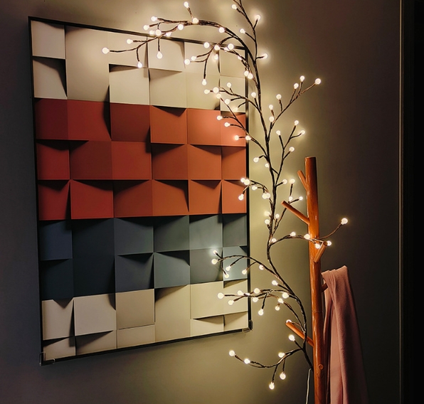 1PCS 96Leds Outdoor USB Tree and Vine Light 8 Mode Indoor Christmas Fireplace Atmosphere Light Room Wall Decoration Nightlights