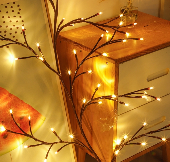 1PCS 96Leds Outdoor USB Tree and Vine Light 8 Mode Indoor Christmas Fireplace Atmosphere Light Room Wall Decoration Nightlights