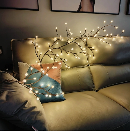 1PCS 96Leds Outdoor USB Tree and Vine Light 8 Mode Indoor Christmas Fireplace Atmosphere Light Room Wall Decoration Nightlights