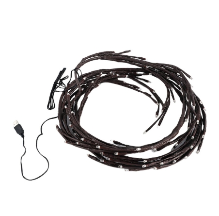 1PCS 96Leds Outdoor USB Tree and Vine Light 8 Mode Indoor Christmas Fireplace Atmosphere Light Room Wall Decoration Nightlights