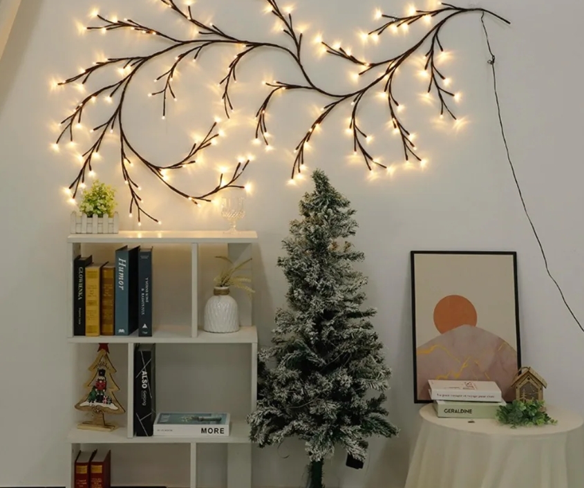 1PCS 96Leds Outdoor USB Tree and Vine Light 8 Mode Indoor Christmas Fireplace Atmosphere Light Room Wall Decoration Nightlights