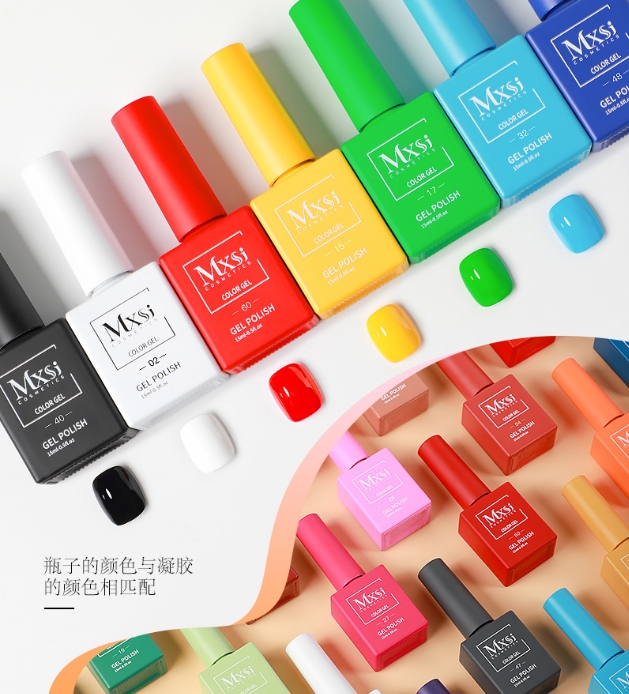 60-color set of nail polish for opening a nail salon Mxsi 15ml Gel Nail Polish Neon Brown Royal Blue Red Green Pastal Nude Nail Art Varnish Gel Lacquer Top Coat UV Gel Nail Not Set