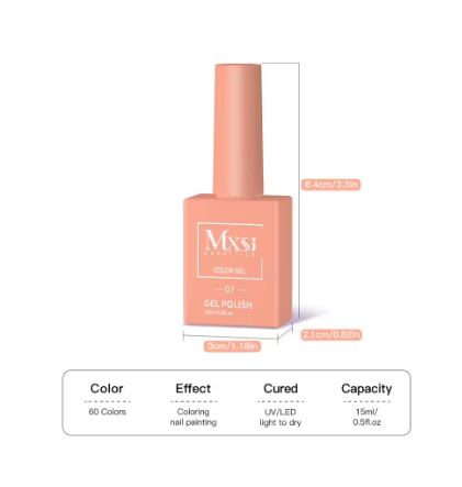 60-color set of nail polish for opening a nail salon Mxsi 15ml Gel Nail Polish Neon Brown Royal Blue Red Green Pastal Nude Nail Art Varnish Gel Lacquer Top Coat UV Gel Nail Not Set