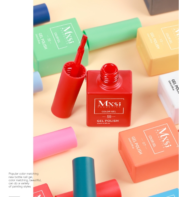 60-color set of nail polish for opening a nail salon Mxsi 15ml Gel Nail Polish Neon Brown Royal Blue Red Green Pastal Nude Nail Art Varnish Gel Lacquer Top Coat UV Gel Nail Not Set