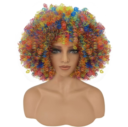 Curly Wigs for Colorful afro hairstyle Women Short Curly Afro Wig with Bangs Kinky Curls Curly Hair Synthetic Wig for Daily Use Party Cosplay