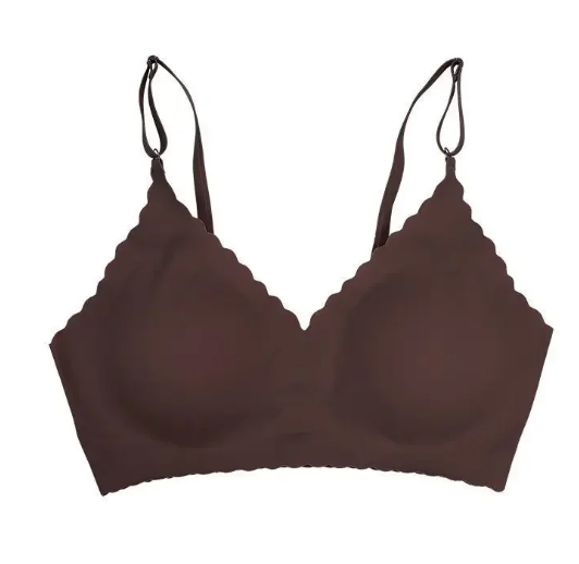 Hot Sale 6 Colors New Ice Silk Underwear Comfy Bra WireFree Padded Wavy Edge Invisible Yoga Wear Ladies Bra Seamless Women Bra