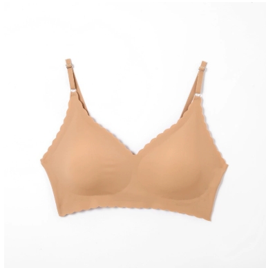 Hot Sale 6 Colors New Ice Silk Underwear Comfy Bra WireFree Padded Wavy Edge Invisible Yoga Wear Ladies Bra Seamless Women Bra
