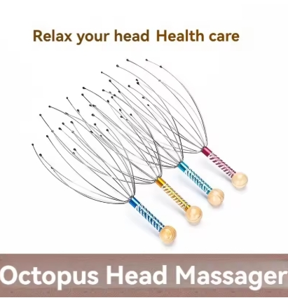 Octopus Head Massager Stainless Steel Engraved Head Relaxer Brain Massage Claw Scalp Scratcher Itch Reliever