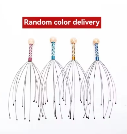 Octopus Head Massager Stainless Steel Engraved Head Relaxer Brain Massage Claw Scalp Scratcher Itch Reliever