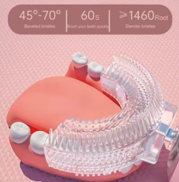 Children U-shaped Electric Toothbrush 360 Degrees Smart Cartoon Kids silicone Toothbrush Automatic Rechargeable Sonic Toothbrush