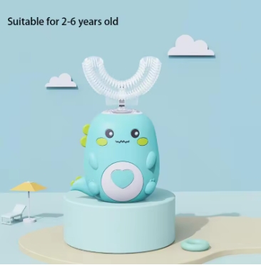 Children U-shaped Electric Toothbrush 360 Degrees Smart Cartoon Kids silicone Toothbrush Automatic Rechargeable Sonic Toothbrush