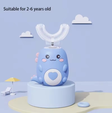 Children U-shaped Electric Toothbrush 360 Degrees Smart Cartoon Kids silicone Toothbrush Automatic Rechargeable Sonic Toothbrush