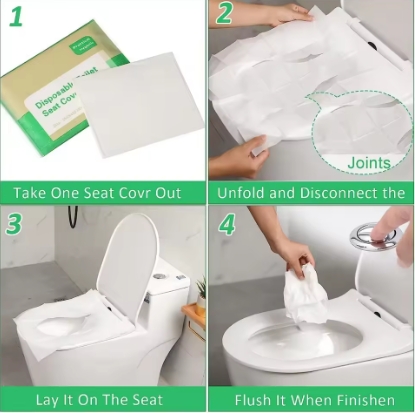 100PCS Disposable Toilet Seat Cover Portable Travel Camping Hotel Bathroom Degradable Waterproof Toilet Mat Accessories