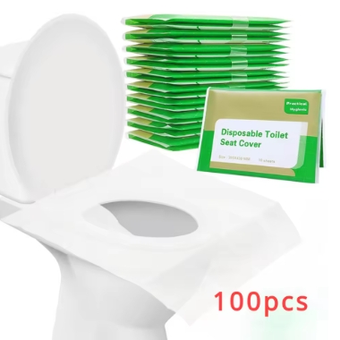 100PCS Disposable Toilet Seat Cover Portable Travel Camping Hotel Bathroom Degradable Waterproof Toilet Mat Accessories