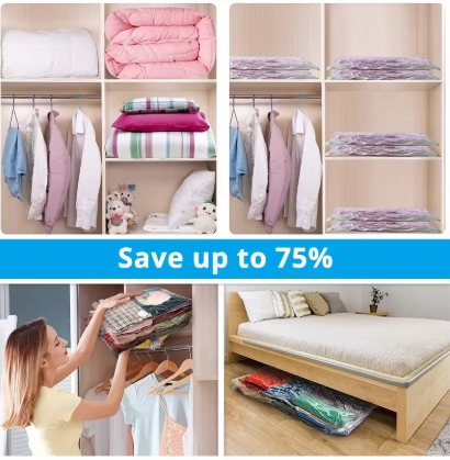 4pcs Thickened Vacuum Compression Bag, Transparent Quilt Vacuum Bag, Storage Bag, Household Clothing Storage And Sorting Bag