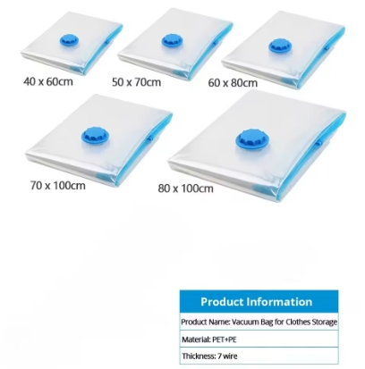 4pcs Thickened Vacuum Compression Bag, Transparent Quilt Vacuum Bag, Storage Bag, Household Clothing Storage And Sorting Bag
