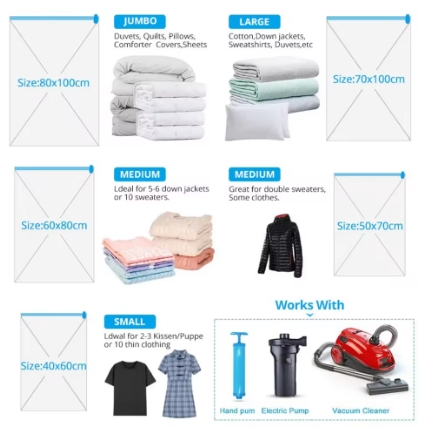 4pcs Thickened Vacuum Compression Bag, Transparent Quilt Vacuum Bag, Storage Bag, Household Clothing Storage And Sorting Bag