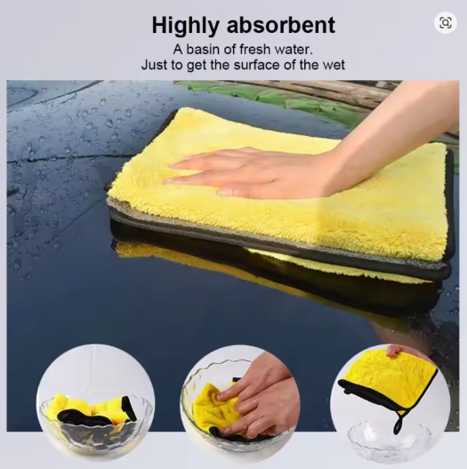 Car Wash Towels Cleaning Cloth Absorbent Dry Cloth General Purpose Microfiber Towel Thickened Yellow 30/40/60cm