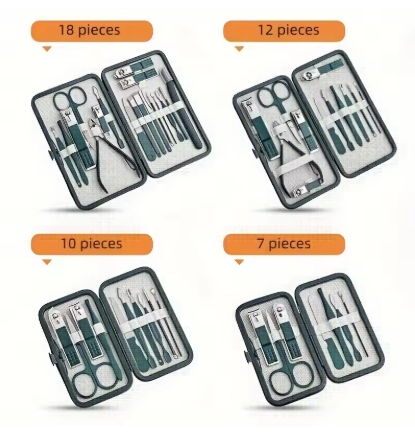 Professional 7/10/12/18 Piece Nail Care Kit Stainless Steel Manicure & Pedicure Set Nail Clipper Set with Travel Case